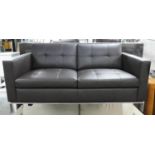 WALTER KNOLL SOFA, 150cm W, brown leather.