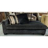 RALPH LAUREN CHAISE LONGUE, 195cm W, grey velvet finish.