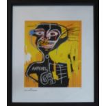 JEAN-MICHEL BASQUIAT 'Untitled' (Skull with Yellow Background), lithograph, with signature and