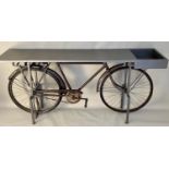 UPCYCLED BICYCLE CONSOLE TABLE, 90cm x 188cm x 38cm.