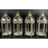 STORM LANTERNS, a set of four, 49cm x 19cm, regency style gilt metal. (4)