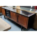 SIDEBOARD, 197cm x 43cm x 73cm, vintage 1960s, later ebonised finish.