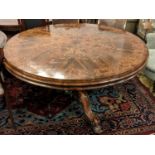 CENTRE TABLE, 72cm H x 137cm D, Victorian rosewood and floral marquetry, wit circular tilt top, on