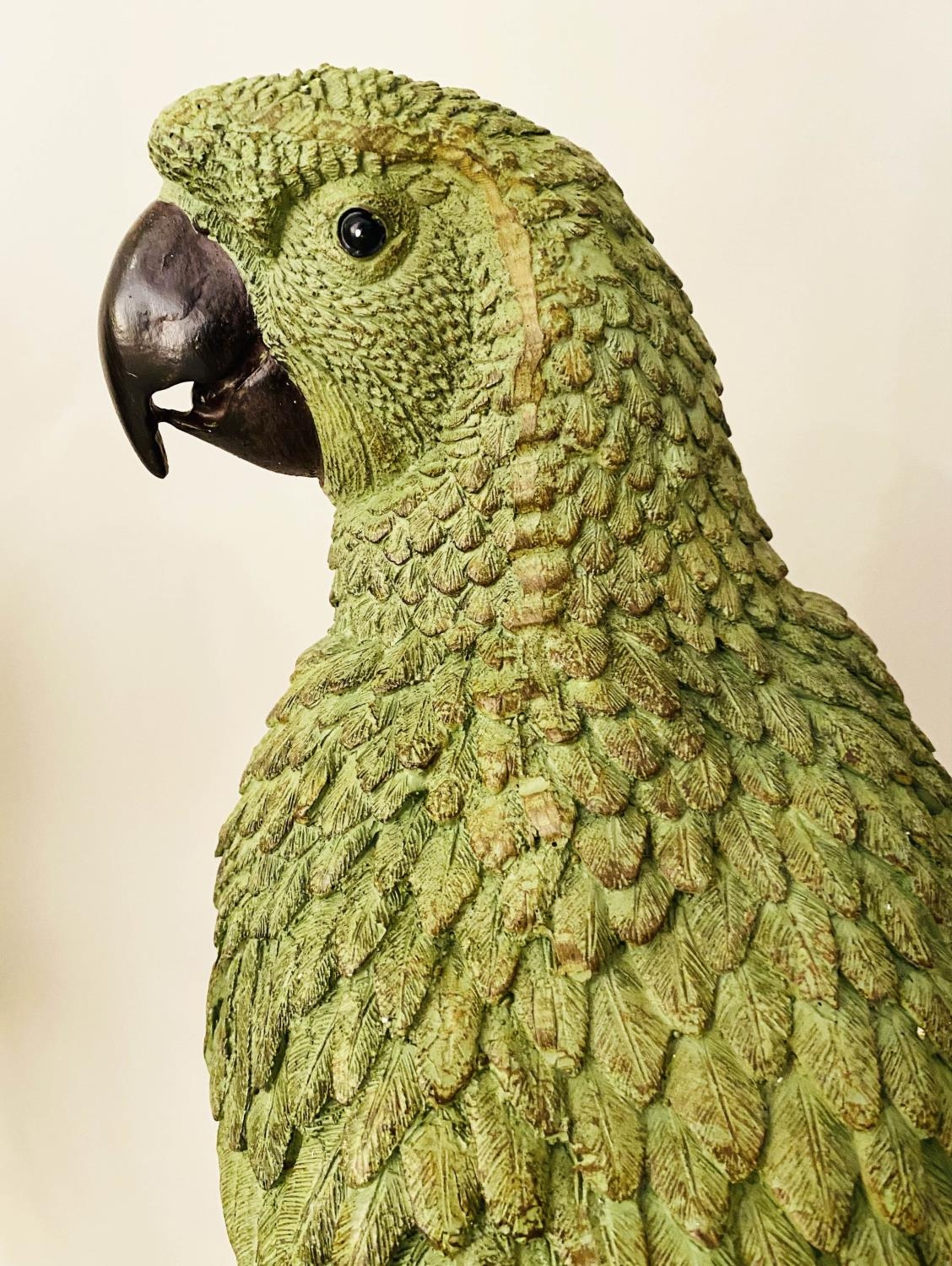 SCULPTURAL PARROTS ON STANDS, a pair, polychrome finish, 166cm H. (2) - Image 3 of 6