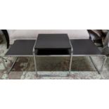 AFTER MARREL BREUER LACIO STYLE TABLES, 135cm x 38cm x 35cm at largest. (2)