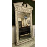 ARCHITECTURAL PEDAMENT MIRROR, 140cm x 244cm, aged painted finish.