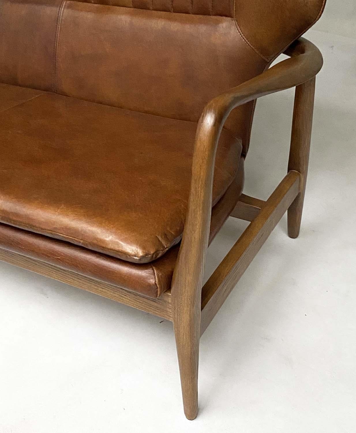 SOFA, 1970's Danish style, oak framed and ribbed natural leather, 115cm W. - Image 2 of 5