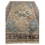 FINE ANTIQUE KUMKAPPI DESIGN SILK RUG, 225cm x 153cm.