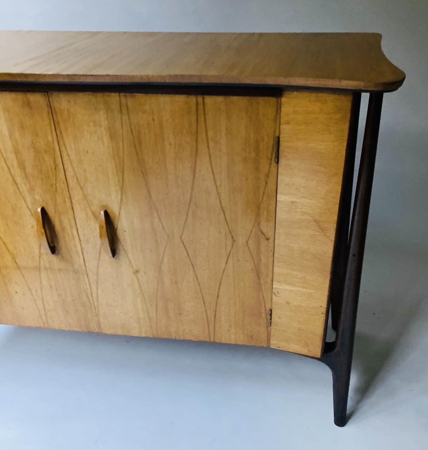 EVEREST SIDEBOARD, 138cm W x 53cm D x 96cm H, 1950's walnut, with two helix inlaid doors, maple - Image 4 of 8