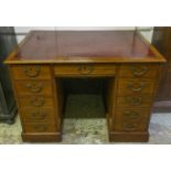 KNEEHOLE DESK, 78cm H x 111cm W x 80cn D, George III mahogany, circa 1770, with red leather top