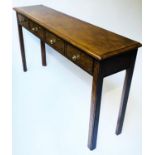 HALL TABLE, 130cm W x 77cm H x 30cm D, George III design, burr walnut and crossbanded, with four