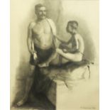 BORIS SPORYKHIN (Russian 1928-2020) 'Two Models', 1954, pencil on paper, 58cm x 48cm, framed.