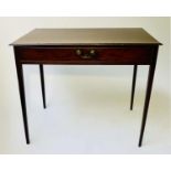WRITING TABLE, George III mahogany and crossbanded with full width frieze drawer, 91cm x 55cm x 74cm