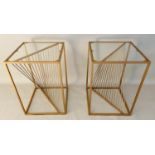 HELIX SIDE TABLES, a pair, gilt metal and glass, 52cm x 52cm x 52cm. (2)