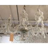 CHANDELIER AND WALL SCONCE, vintage 1930's crystal chandelier, 75cm drop, 9 branch, with matched