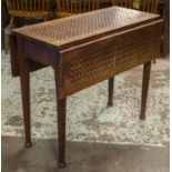DROP LEAF TABLE, 76cn H x 91cn D x 90cn open, 19th century teak, with unusual pierced trellis top.