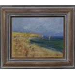 WALTER JOHN BEAUVAIS (British 1942-1998) 'A Hot Day', oil on canvas, 15cm x 20cm, framed. (Subject