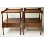 LAMP TABLES, a pair, George III design yewwood each with two tiers and drawer, 48cm x 41cm x 64cm H.