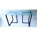 WRITING TABLE, 120cm x 60cm x 75cm H, contemporary frosted (and toughened) glass, on L shaped