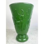 SAINT CLEMENT 'Christmas vase', French Art Deco green ceramic with raised decoration, 36cm H.