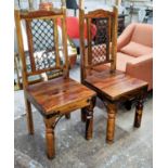 DINING CHAIRS, a set of 6, Indian takat style design 108cm H.