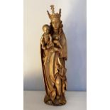 MADONNA AND CHILD, 76cm H, sculptural study, gilt finish.