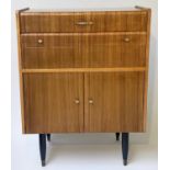 BUREAU, 1960s sapele with rising and pull-out writing surface with drawers and cupboards, 76cm W x