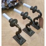 WALL LIGHTS, a set of three, in the neoclassical style, 23cm H x 23cm W.