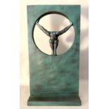 CONTEMPORARY SCHOOL SCULPTURAL STYLE, untitled faux verdigris bronze, 81cm x 44cm x 25cm.