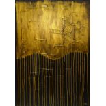 PIERO MONTANELLI (20th Century Italian) 'Abstract', texture impasto, acrylic in gold and black,