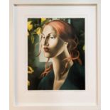 RACHEL DEACON (Contemporary British) 'Woman in Lemon Grove', colour screenprint, limited edition