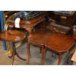 MAHOGANY FOLD OVER TABLE, NEST OF TABLES & 3 MAHOGANY OCCASIONAL TABLES