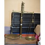 SET OF OLD BRASS SCALES WITH VARIOUS WEIGHTS