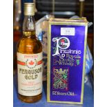 PINWHINNIE 12 YEAR OLD WHISKY WITH BOX & FERGUSON CANADIAN SPIRIT