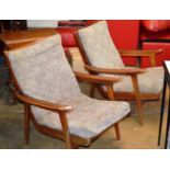 PAIR OF MID-CENTURY DANISH STYLE TEAK FRAMED ARM CHAIRS