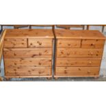PAIR OF MODERN PINE 2 OVER 3 CHESTS