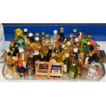 TRAY WITH ASSORTED WHISKY & ALCOHOL MINIATURES
