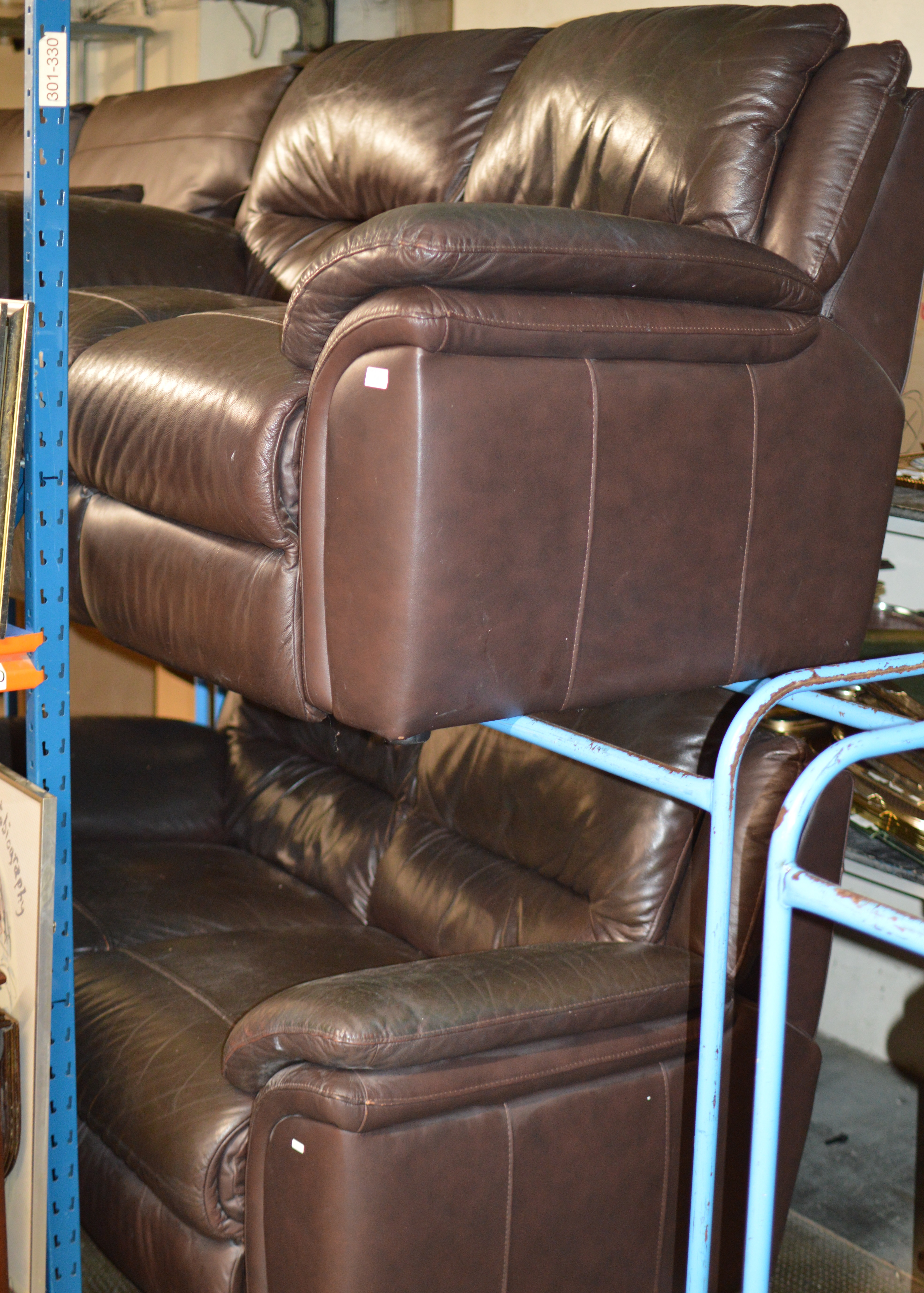 2 PIECE MODERN BROWN LEATHER LOUNGE SUITE