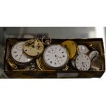 BOX CONTAINING VARIOUS POCKET WATCHES & POCKET WATCH PARTS