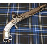 AN UNUSUAL STEEL FLINTLOCK PISTOL