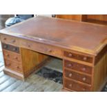 VICTORIAN MAHOGANY PARTNER'S DESK WITH LEATHER TOP