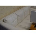 MODERN CREAM LEATHER 3 SEATER SETTEE