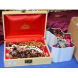 2 BOXES WITH ASSORTED COSTUME JEWELLERY