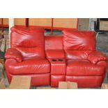 RED LEATHER 2 SEATER CINEMA STYLE SETTEE