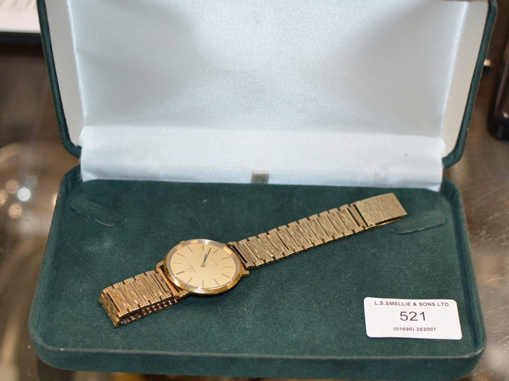 OMEGA DEVILLE LADIES WRIST WATCH ON 9 CARAT GOLD BRACELET - APPROXIMATE WEIGHT = 45 GRAMS