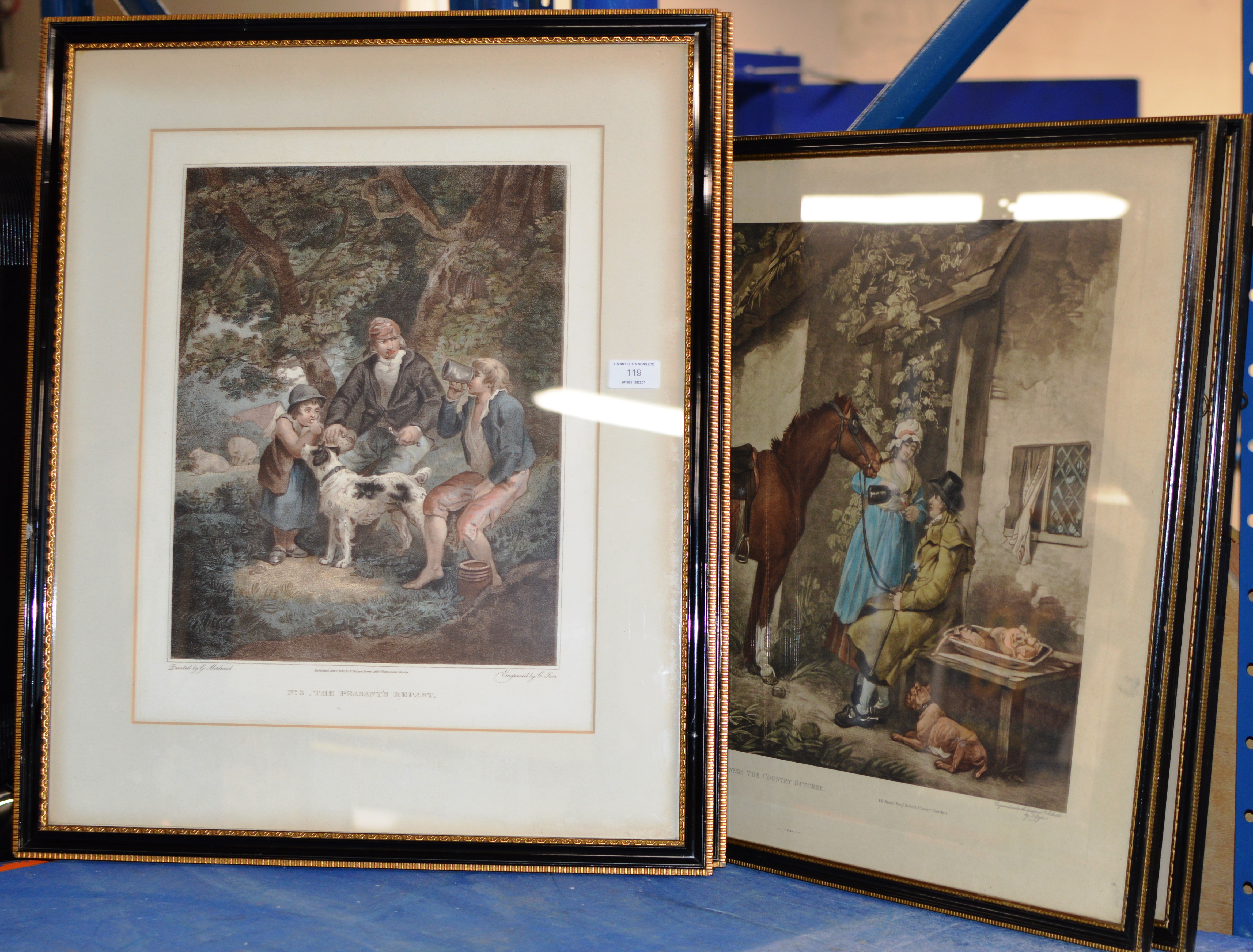 4 OLD COLOURED ETCHINGS