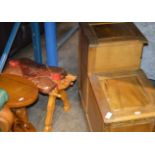 TELEPHONE SEAT, CAMEL STOOL & SMALL OCCASIONAL TABLE