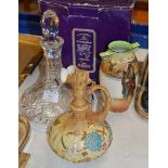 DOULTON DOUBLE HANDLED VASE, BOXED EDINBURGH CRYSTAL DECANTER & AUSTRIAN POTTERY JUG