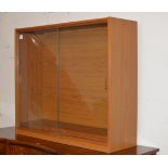 TEAK FINISHED GLASS FRONTED BOOKCASE