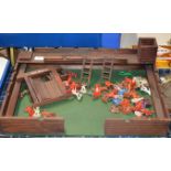 NOVELTY WOODEN FORT WITH VARIOUS TOY SOLDIERS - FORT WYOMING